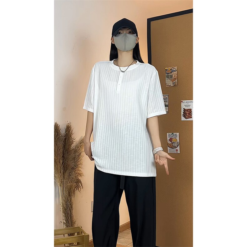 亨利领纯色简约短袖T恤男女宽松型韩版百搭休闲上衣T3697-特价P27,男装T恤,电商A007