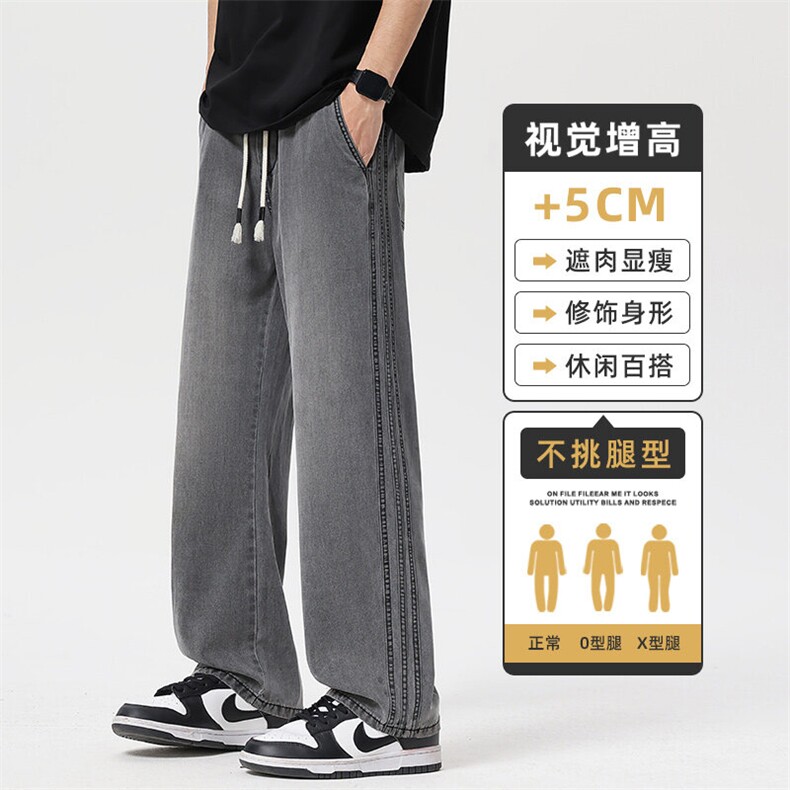 美式复古莱赛尔牛仔裤2025夏季宽松直筒条纹阔腿裤Z2518-P50,男装牛仔裤,星座509