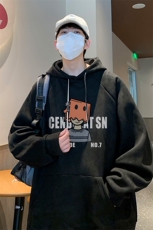 已注册港风抖音直播得物品质宽松麂皮绒连帽卫衣W6007P48，男装卫衣，电商C408-1(原B339-1)
