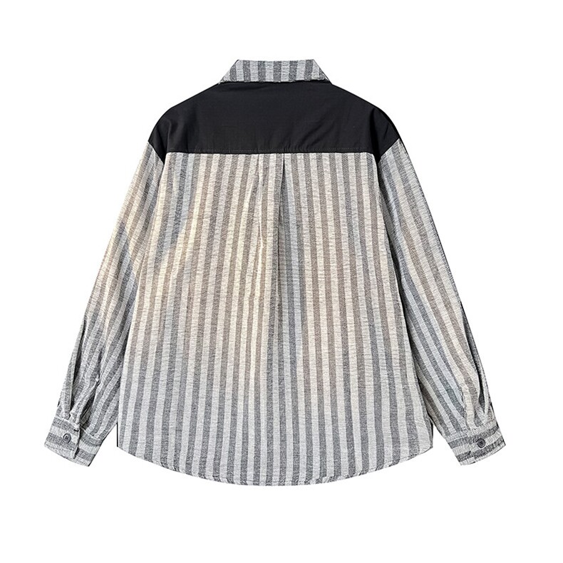 8XL-M假两件衬衫男美拉德日系复古新中式坎肩马甲马夹CS508TP68,男装衬衫,电商D206-1