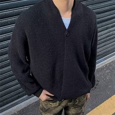 复古V领针织开衫毛衣男女韩系休闲潮牌情侣宽松道袍外套-MY866，男装针织衫/毛衣，星座601-2