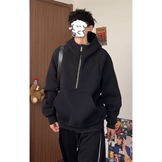 抖音特批P65无差价cleanfit重磅连帽半拉链大口袋卫衣男W5083，男装卫衣，电商A001