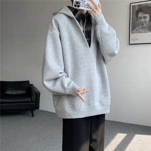 现货 WY10178-特p58 加绒P68 重磅卫衣大码假俩件连帽衫美式外套图片