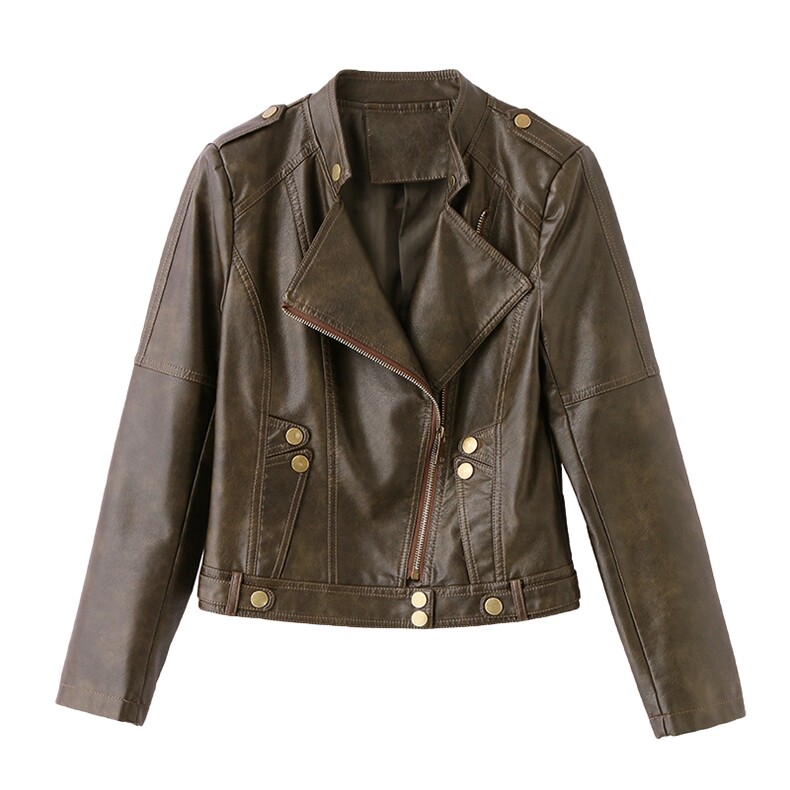 【现货】春装新品皮衣外套女复古时尚皮夹克2502-1C115-P125-K188,女装皮衣,吾爱衣