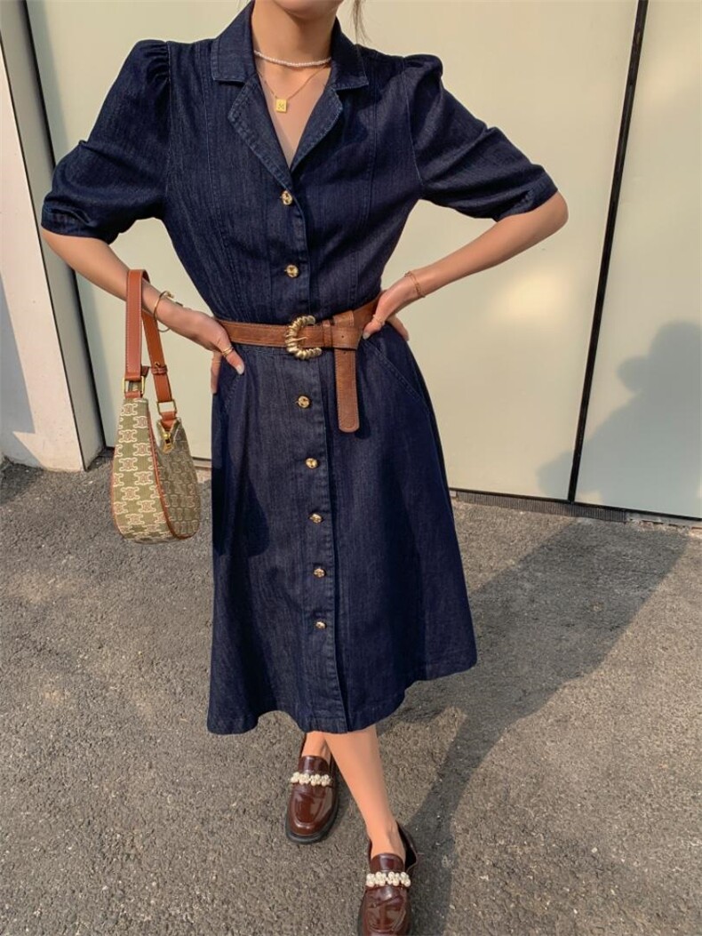 牛仔连衣裙，女装连衣裙，肆尔