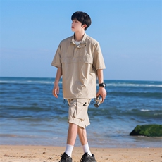 套装夏季冰丝POLO衫翻领短袖T恤短裤套装T0066+K055-P80，男装Polo衫，星座109