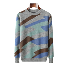 时尚男士秋冬新款七针四色提花羊毛套头衫舒适保暖潮流百搭，男装羊毛衫，江杉羊绒