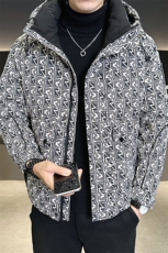 工装字母满印花羽绒服男新款设计感连帽外套A329-YR9865-P185，男装羽绒服，电商A329