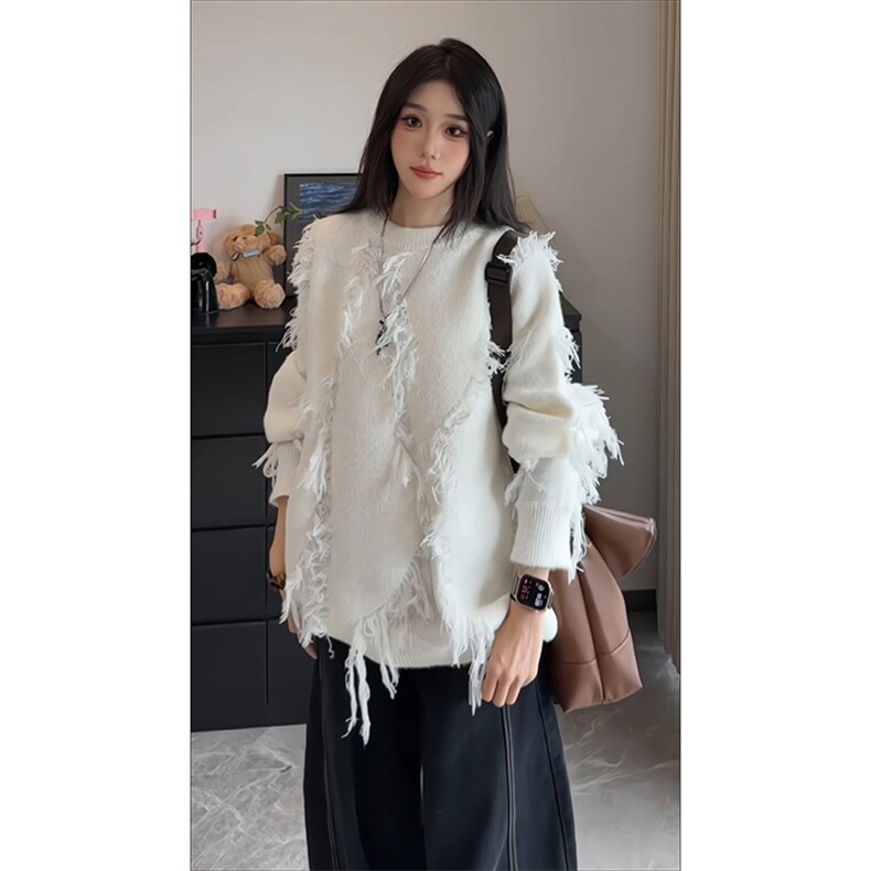 复古藏格调韩版随性毛衣高级感显韩版百搭个性上衣HY675TP55图片