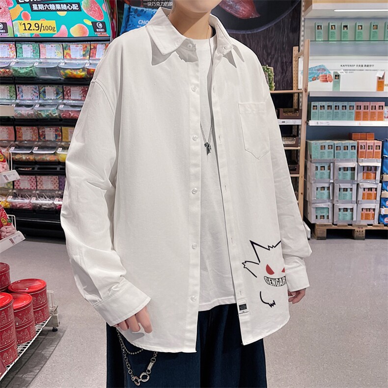 春季长袖衬衫男宽松港风衬衣男外套男CSCS291-P35,男装衬衫,电商B371