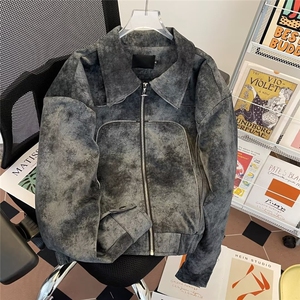 秋冬新款设计感拉链外套男女潮牌复古痞帅短款夹克-JK9339-p87