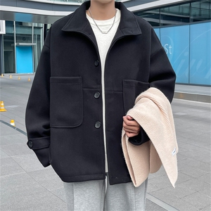 N8181/P90秋冬新款毛呢大衣男装呢料外套oversize工装毛呢夹克图片