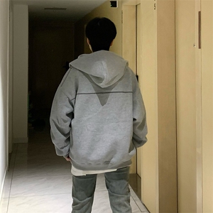 抖音得物高品质秋冬美式高街重磅结构辑明线纹理连帽卫衣外套W111图片