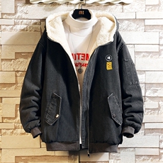 NM53016-P140牛仔外套男大码加厚加绒棉衣男羊羔毛棉服男砖墙，男装棉衣，电商A040A