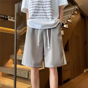 五分裤男女韩版潮流宽松条纹拼色2025夏季ins休闲口袋K6241-P29图片
