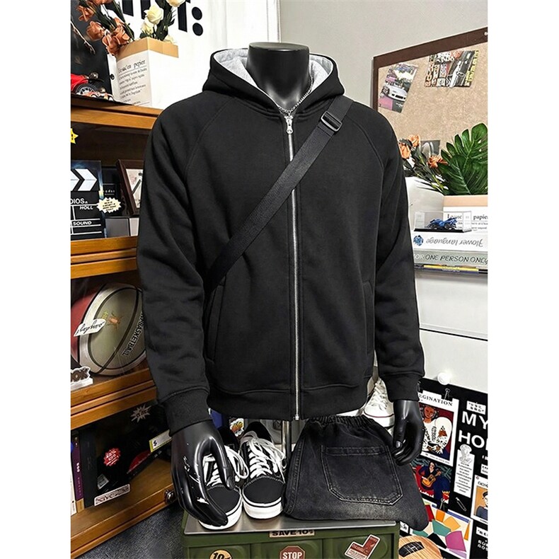 抖音得物品质26春装美式高街重磅结构双层双面卫衣开衫外套XS107,女装短外套,电商A486