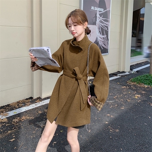新款 现货主推袖子拼色毛呢大衣9887-P175-K258图片
