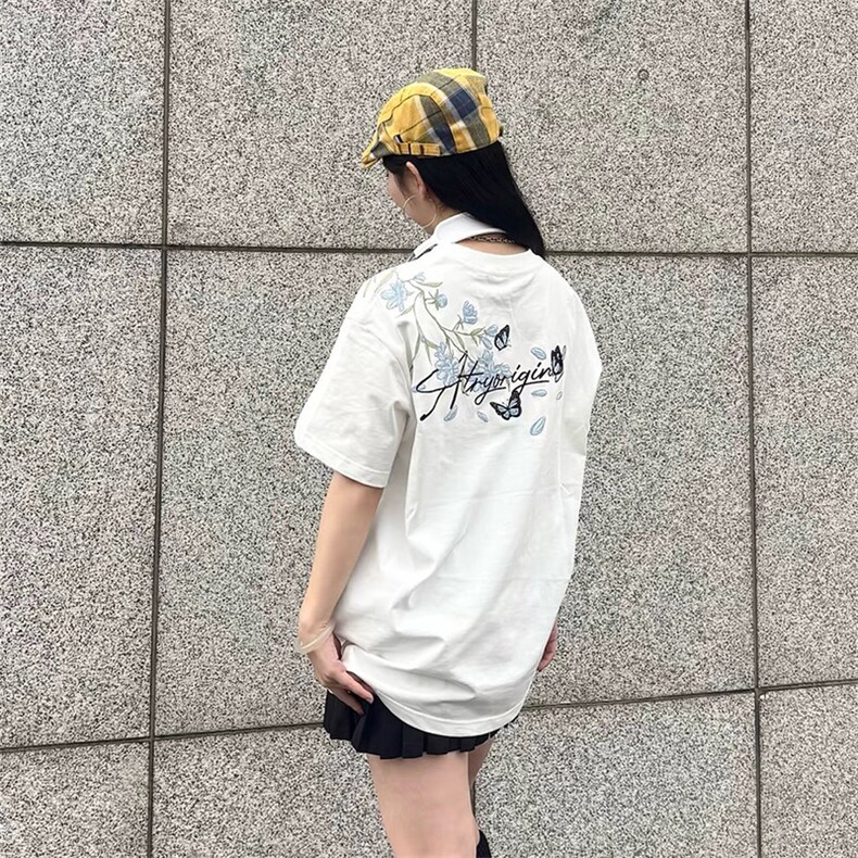 万针全刺绣解构设计260克重磅双纱纯棉高品质美式高街短袖T恤特35,男装T恤,电商A486