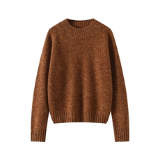 2025年秋季套头单件长袖圆领落肩袖三股花式纱半高领羊毛衫，女装针织衫/毛衣，若菲羊绒