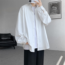 CS2028-P40控68秋季立领宽松潮流大码衬衫男长袖，男装衬衫，电商A058-1（原电商C417）