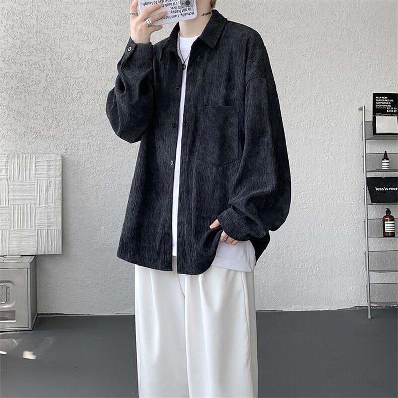 衬衫男秋季新款港风宽松扎染肌理感长袖衬衣CS7012-P40,男装衬衫,星座214-3