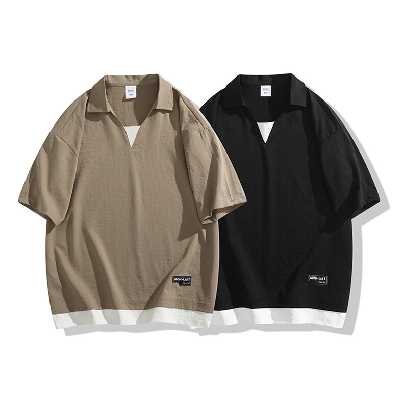 冰氧仿棉短袖日系白底体恤休闲百搭纯色POLO衫男上衣TC3143-P35,男装Polo衫,星座717