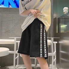 2025夏季新款侧边编织短裤男休闲宽松五分中裤DA6652-P32，男装牛仔裤，星座208-5
