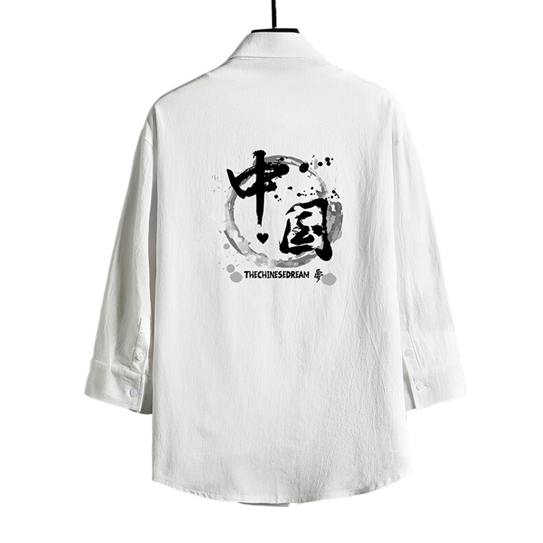 QC58134-P45亚七分袖衬衫男大码五分袖衬衣男短袖网格挂拍,男装衬衫,电商A040A