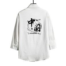 QC58134-P45亚七分袖衬衫男大码五分袖衬衣男短袖网格挂拍，男装衬衫，电商A040A