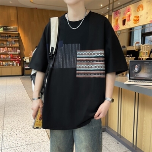 25168-特P40夏季休闲时尚T恤男短袖打底衫青少年潮牌印花T恤图片