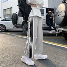 春夏裤子男港风排扣直筒运动裤韩版潮流宽松百搭休闲长裤k79-p35，男装休闲裤，星座1008-1