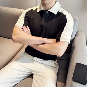 亲肤透气拼接撞色设计款半截袖男士翻领Polo衫PL61/P55控78图片