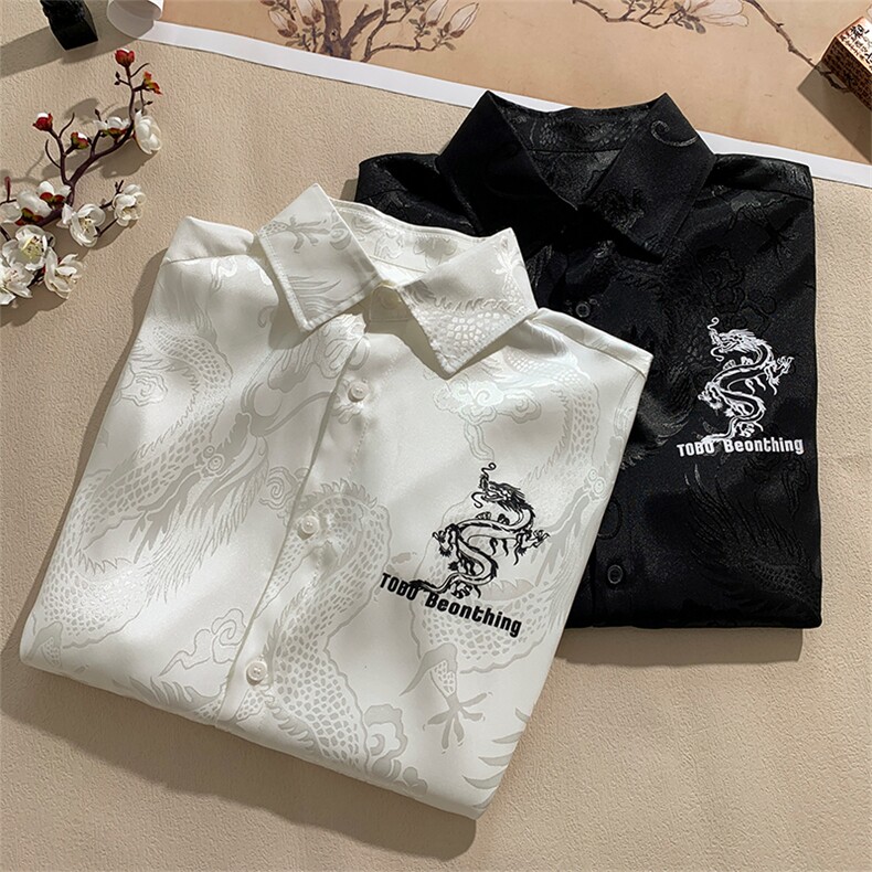 2024夏季新款港风摆拍大码龙纹提花衬衫M-5XHC24223-特P35,男装衬衫,电商A022