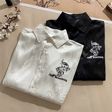 2024夏季新款港风摆拍大码龙纹提花衬衫M-5XHC24223-特P35，男装衬衫，电商A022