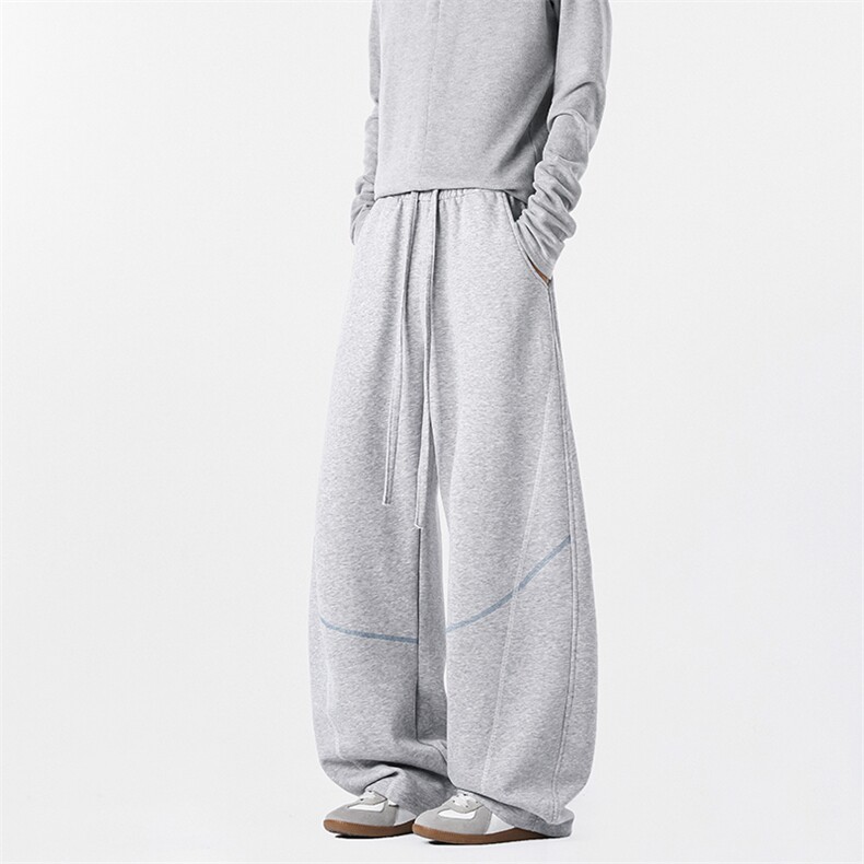 B258-K2956-特P39控78哈苏线重磅弯刀卫裤65棉35聚酯纤维白底无影，男装休闲裤，电商B258