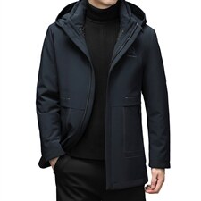2023冬新款羽绒服男中长款可拆卸帽中年男士休闲外套HM2375-P335图片
