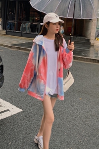 爆款2021春秋装新款加长袖扎染宽松韩版卫衣166-1050P85控138 粉色图片