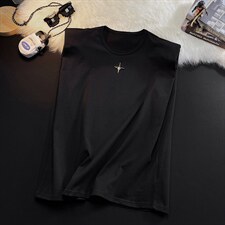 1平铺美式四角星设计潮流背心大码M-5XL休闲背心男BX8764P25控39，男装背心/马甲，星座226-2