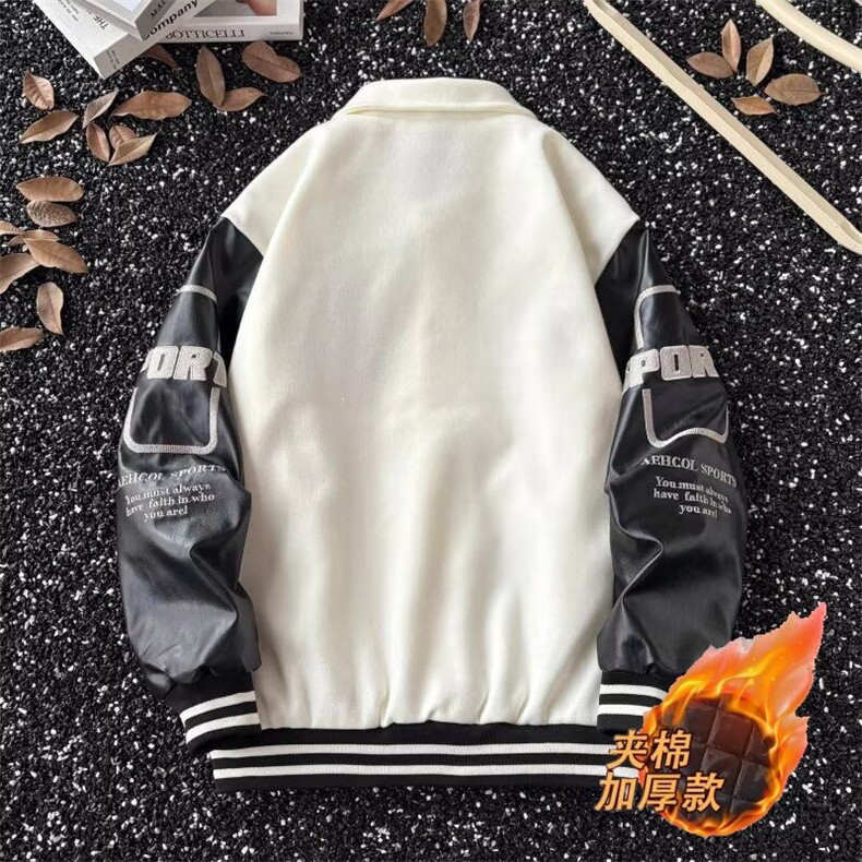 美式拼接翻领夹克棒球服男加厚加绒新嘻哈痞帅情侣外套HH799P76,男装夹克,星座1013-5
