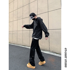 B221美式ins高街暗黑小众个性铆钉小脚牛仔裤LK23142-P65控88，男装牛仔裤，电商B221