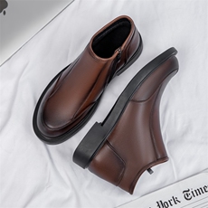 马丁靴男士2024新款冬季真皮英伦风潮流百搭高帮皮靴加绒保暖棉靴，男鞋马丁靴，电商A223