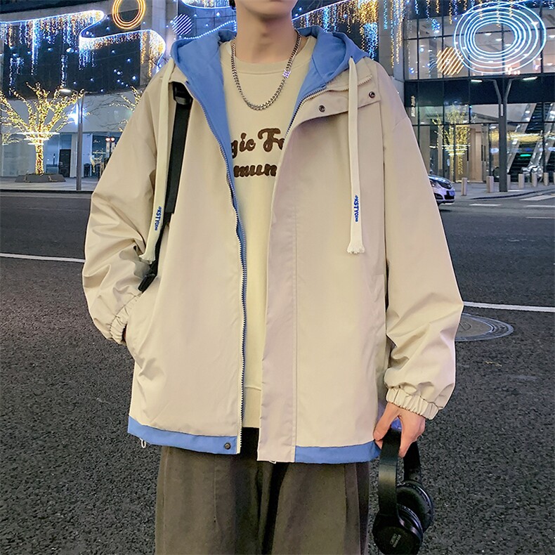 秋季假两件夹克男潮流时尚休闲外套拼接上衣JK062-P65,男装夹克,星座210-1