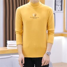 冬季半高领双面绒刺绣鹿角卫衣男加绒加厚保暖打底衫长袖棕336P28，男装卫衣，星座1207