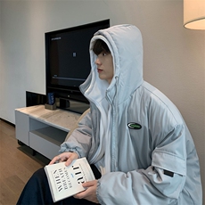 新款冬季工装棉服男外套百搭假两件棉衣男休闲连帽棉袄潮2370-p99，男装棉衣，星座1008