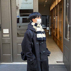 816B-DY1005-P130冬季牛角扣毛呢连帽大衣男韩呢子外套，男装毛呢大衣，星座816B