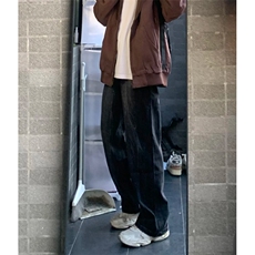 高街美式复古水洗做旧扎染牛仔裤男宽松设计感微喇叭vibe阔腿裤子，男装牛仔裤，星座601-1