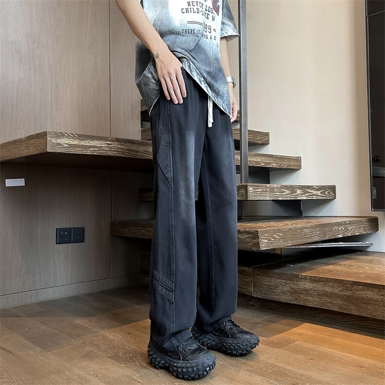 牛仔裤男vibe美式直筒裤子春季潮牌微喇高街百搭休闲长裤NZ19-P46,男装牛仔裤,星座308B-2