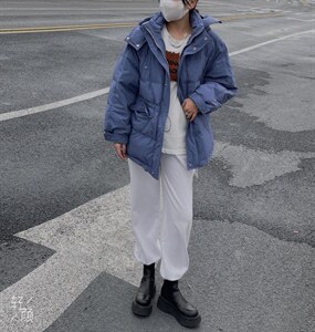 韩版收腰羽绒服,女装羽绒服,玩美