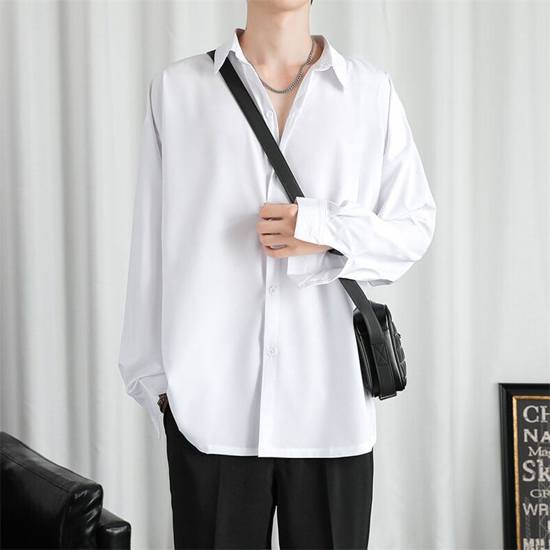 衬衫男2025春季新款港风宽松纯色长袖衬衣CY008-P30，男装衬衫，星座214-3