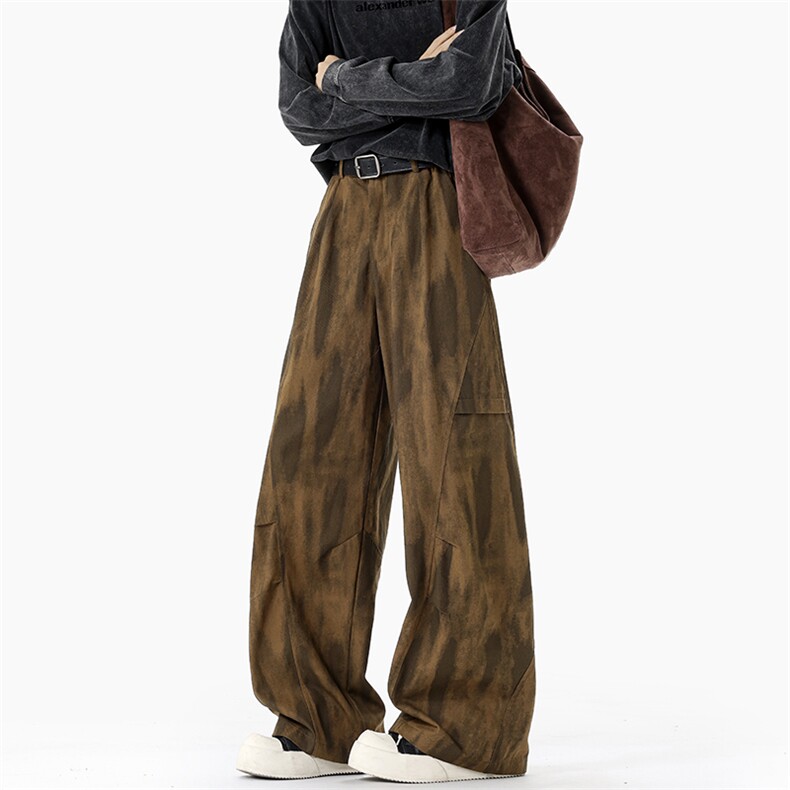 秋季新款扎染褶皱拼接时尚百搭大码休闲弯刀裤男K5953-特P50控88，男装休闲裤，电商A001
